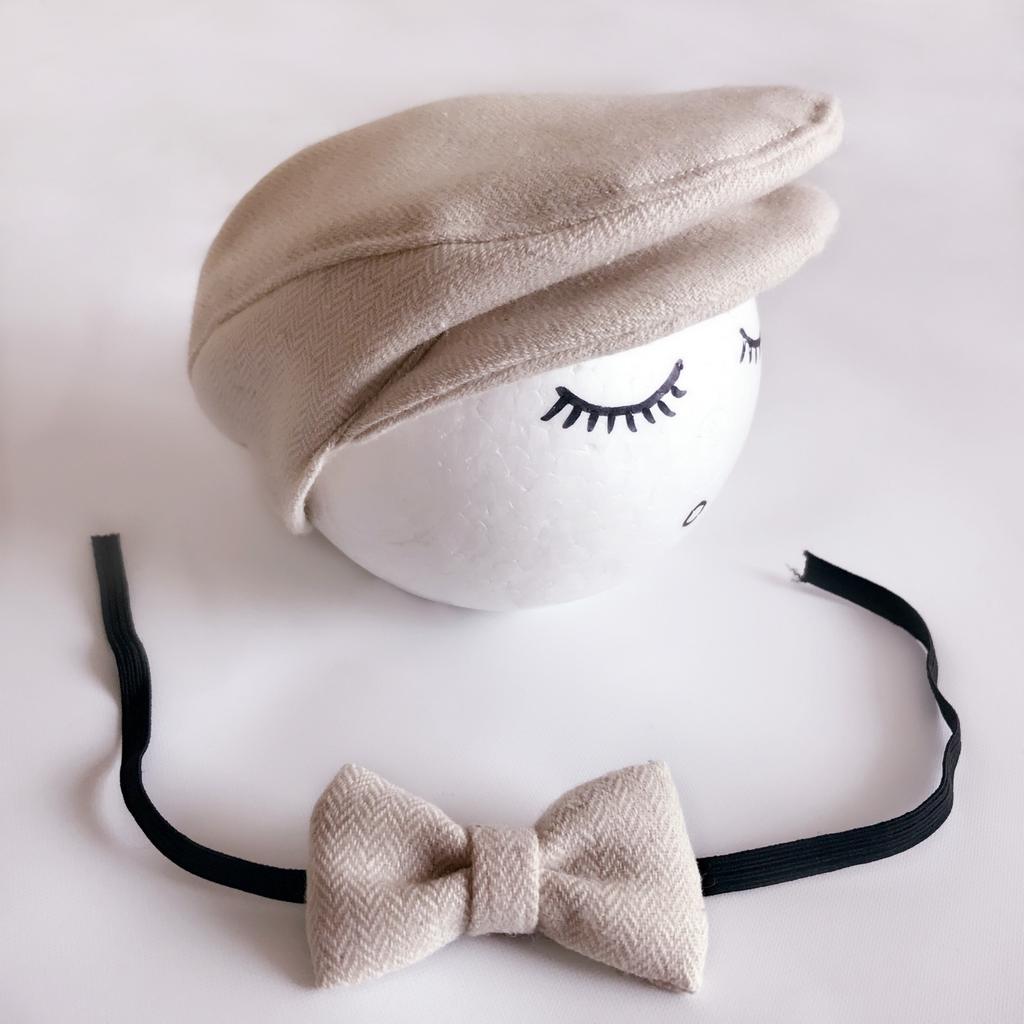 Cute Peaked Cap Newborn Baby Beanie Hat Bow Tie Photo Photography Prop Baby Boys Girls Bear Caps