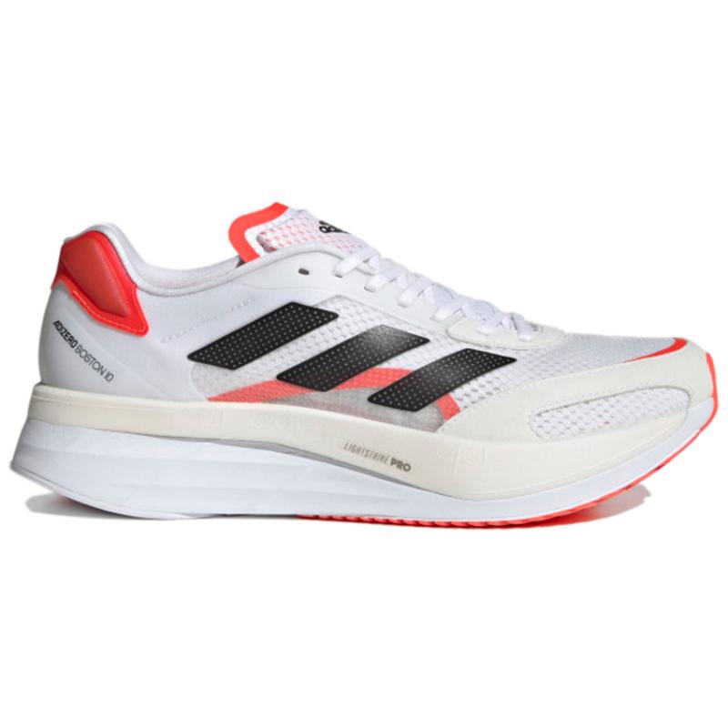 Adidas Adizero Boston 10 White Black Solar Red Sneakers FY4079