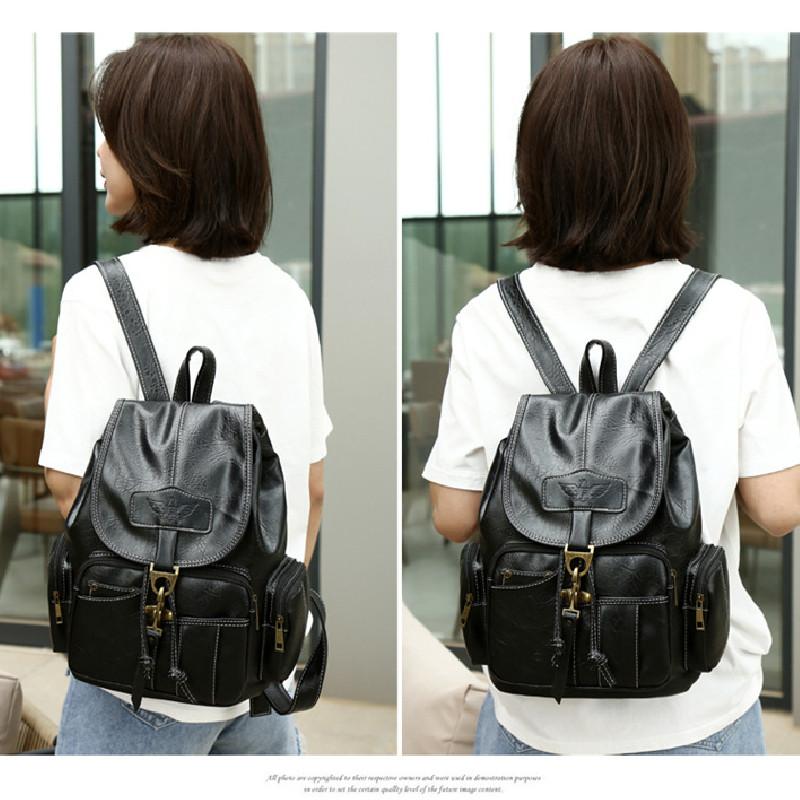 Vintage Girls Backpack Pu Large Capacity Fashion Travel Bag For School And Commuting