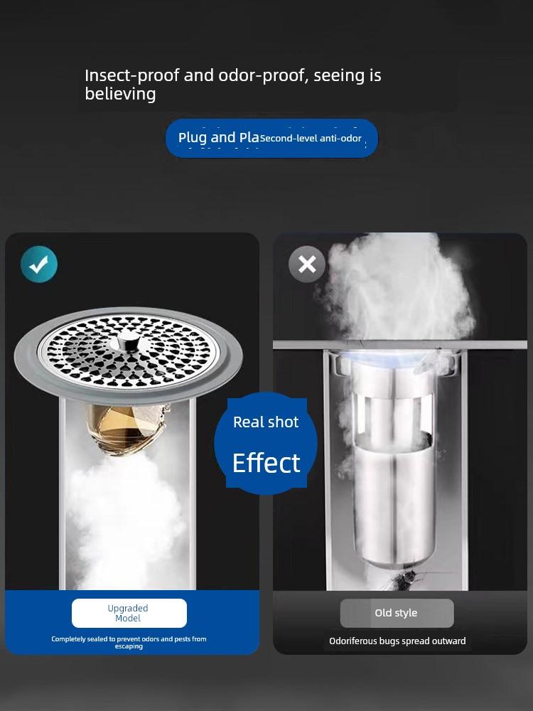Bathroom Floor Drain Hair Strainer Closed Cover Stainless Steel Round Deodorizing Filter Floor Drain Core Inner Core Neutral Small Diameter