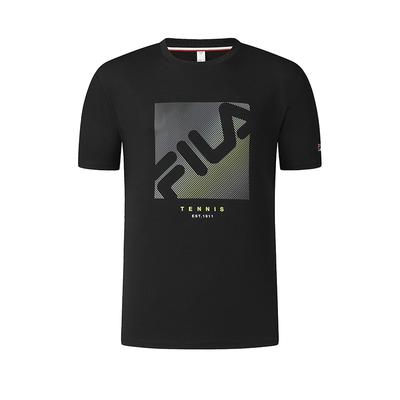 Athletics Tennis Casual Loose Round Neck Knitted Short Sleeve T-Shirt Men Tops Deep-Black A11M523104FBK