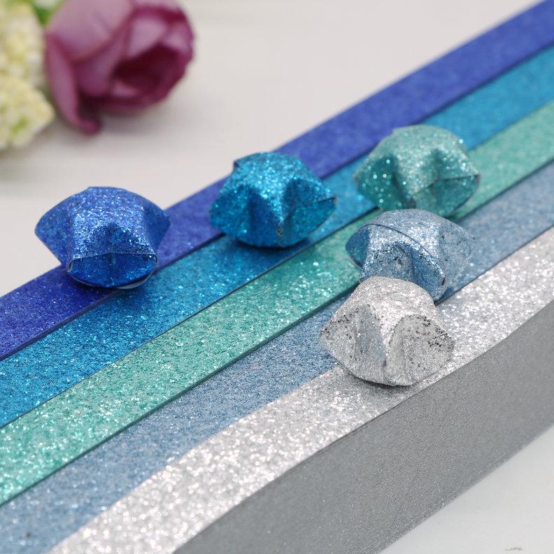 Glitter Origami Wishing Stars: Handmade Five-Pointed Colored Paper for Star Folding with Optional Colors
