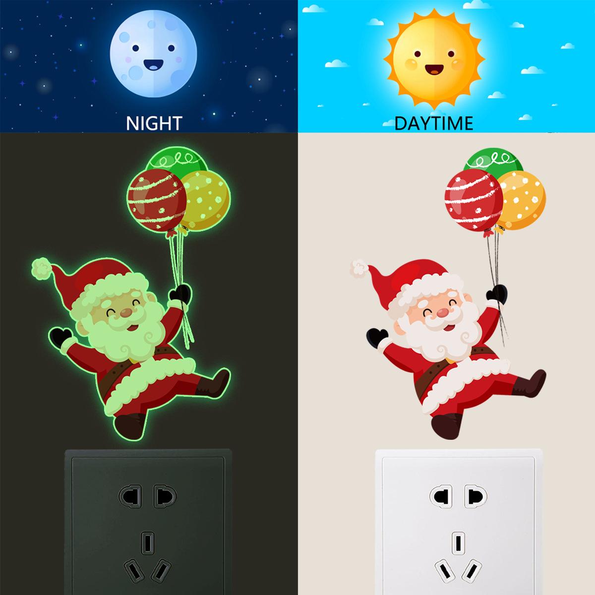 

YCG4061Милый мультяшный Санта-воздушный шар, светящийся переключатель, наклейки для спальни, входная розетка, настенная наклейка
