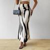 European and American Fashion 2025 Women's High-Waisted Fishtail Midi Skirt with Printed Pattern