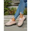 Women's Block Heel Non Slip Lace Up Leather Shoes Spring Autumn Solid Color British Style Loafers