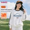 Baleno Women's Retro Fleece-Lined Round Neck Sweatshirt