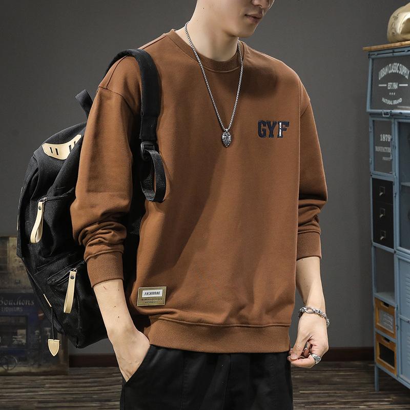 American Trendy Brand Heavy Retro Round Neck Pullover Sweater Men'S Loose Large Size Versatile Casual Top Jacket Tide