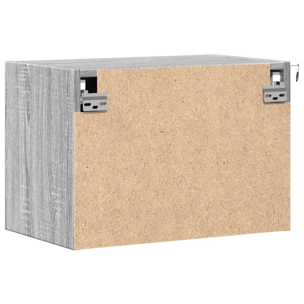 Wall Mounted Nightstand with LED Lights Grey Sonoma