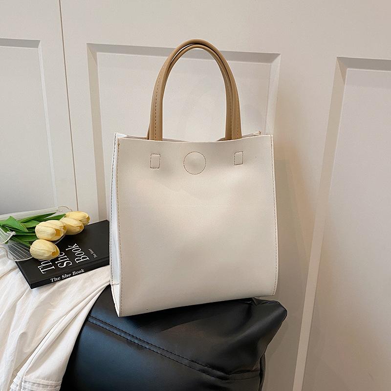 Simple handbag popular casual solid color tote bag summer new trend fashion large capacity handbag