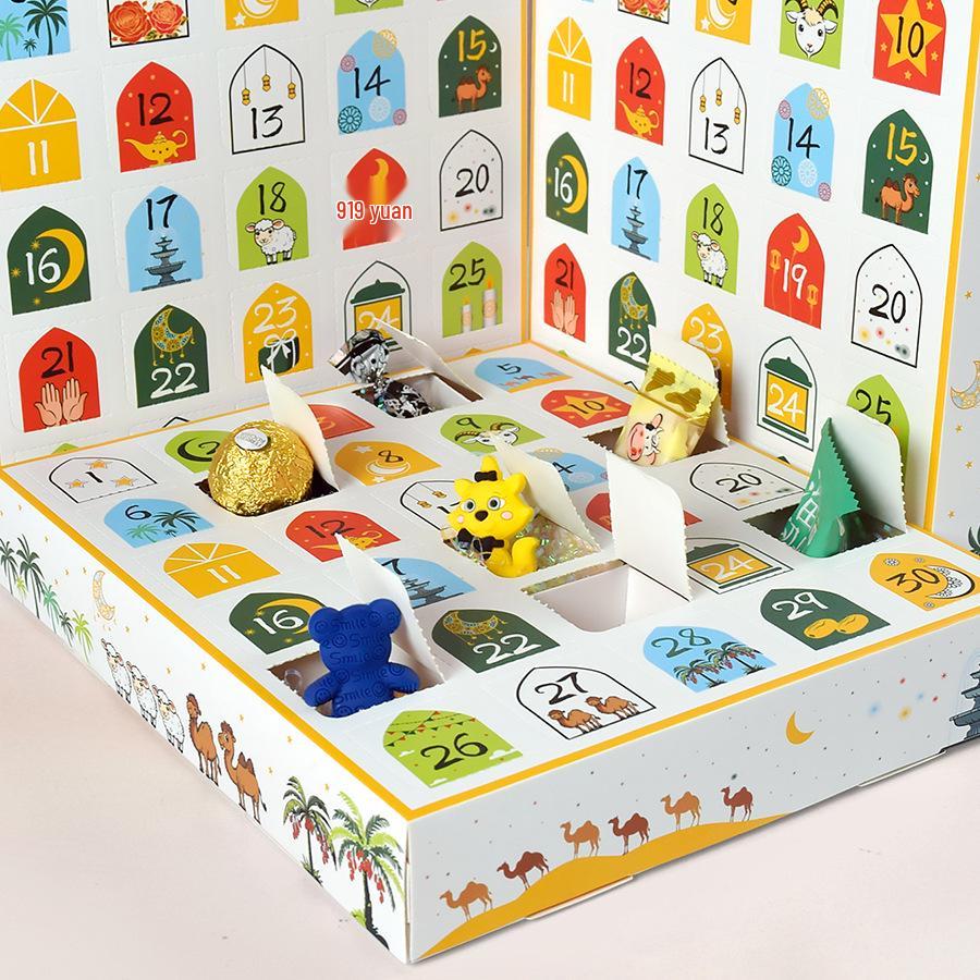 Festive Punch Hole Calendar Box: 30-Grid DIY Surprise (5-Pack)