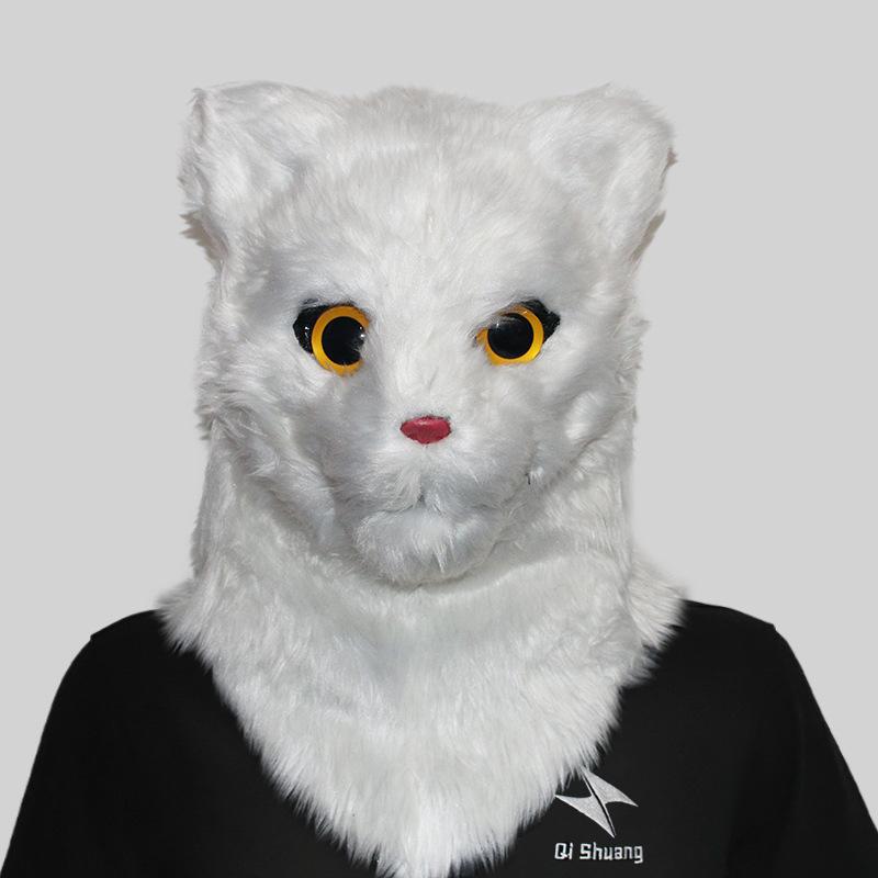 Playful Cat Cute Head Mask With Movable Jaw For Fun Celebrations Festive
