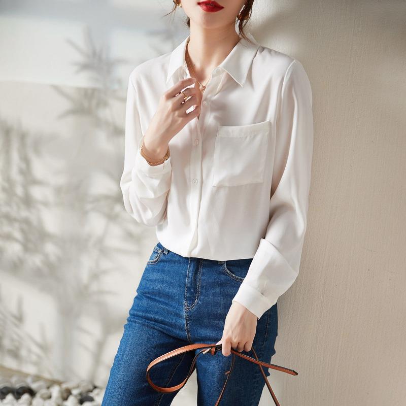 Loose Chiffon Shirt Long Sleeve For Women Elegant And Slimming Blouse