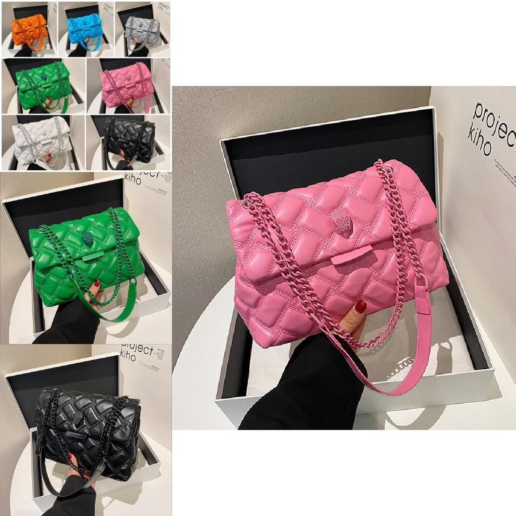 Trendy Quilted White Pu Handbag Stylish Shoulder Bag For Women Versatile Fashionable Use