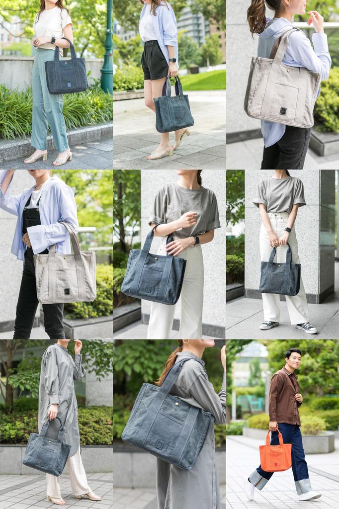 Baggy Port Genuine Leather Tote Bag, Baggies Annex, 18oz Army Duck Bio, Women's, Medium, Gray, BP-LGRN4021-GY