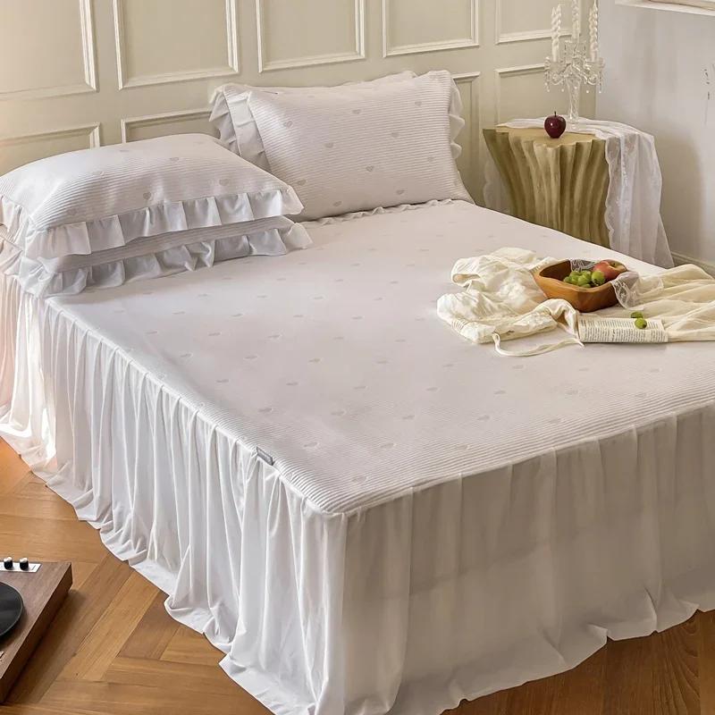 Simple Jacquard Bed Skirt with Cool Ice Muscle Air Conditioning Mat with Ice Silk Mat for Girl Air Conditioning Room Mat