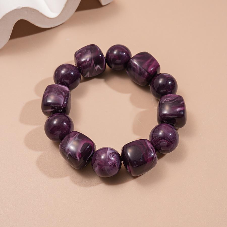 Acrylic Irregular Square Round Beaded Bracelets for Women Multicolor Bohemia Geometric Handmade Bangles Couple Jewelry Travel C
