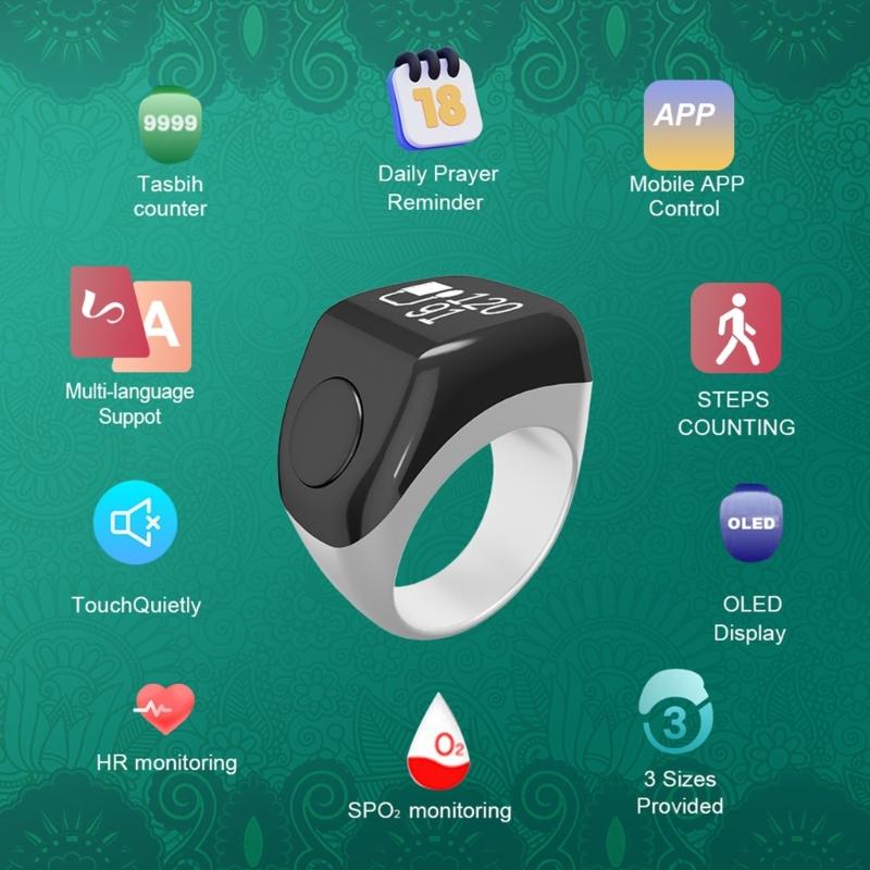 Intelligent Electronic Finger Rings Counter With Heart Rate And Blood Oxygen Monitoring For Religious Ceremonies Prayer