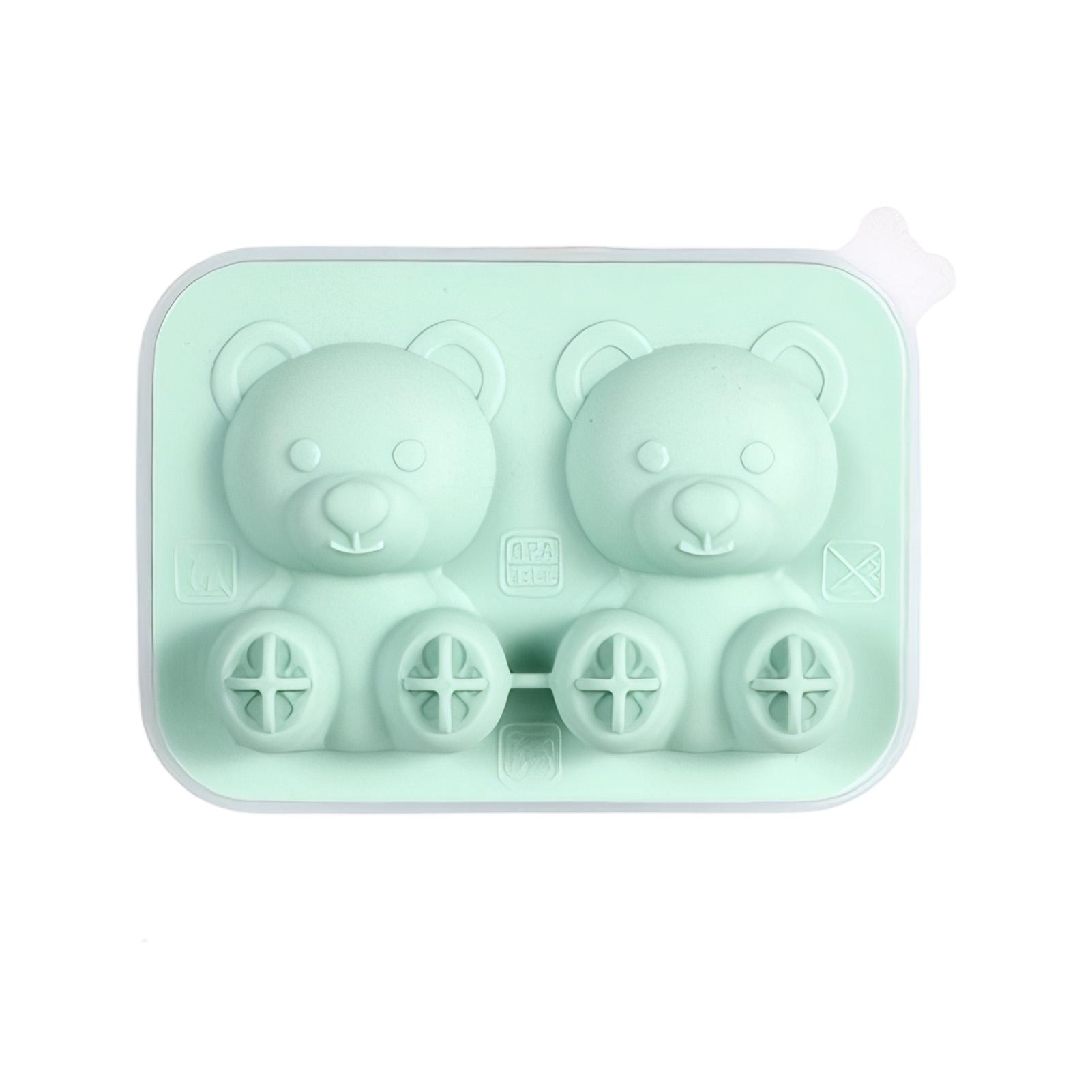 2/4 Ячейки Милый Медведь Форма для Льда Гибкий Пищевой Силикон Форма для Льда Лоток для Льда для Морозильной Камеры