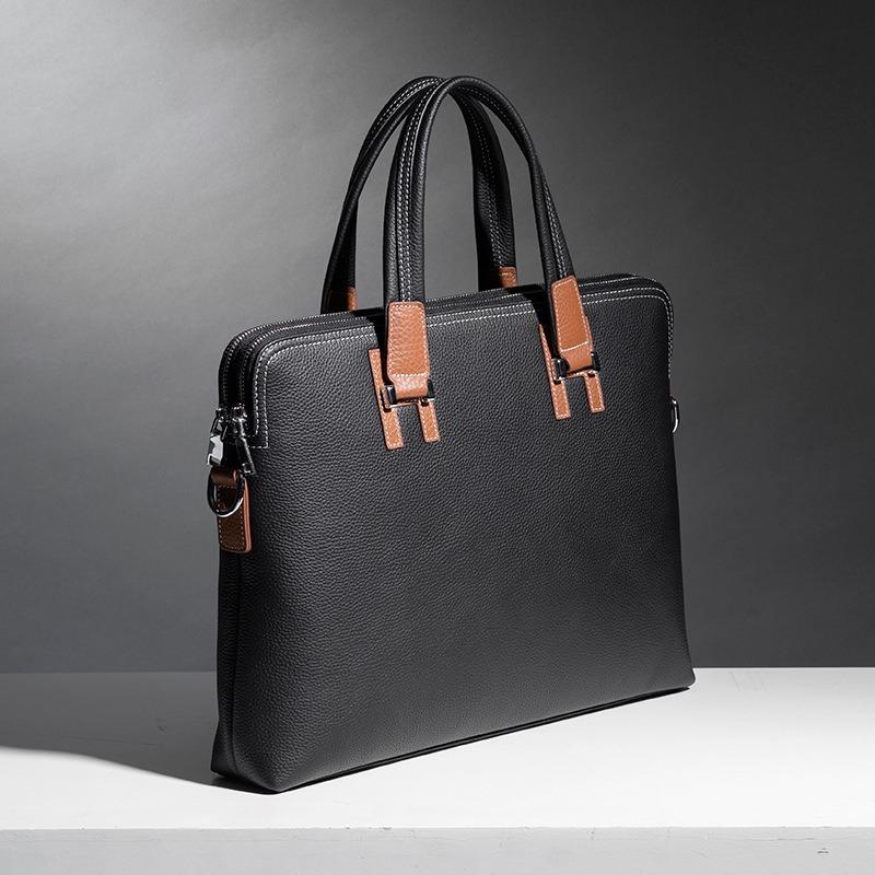 Genuine Leather Men's Handbag Horizontal Business Cowhide Bag Fashion Large Capacity Briefcase Computer Bag Single Shoulder Crossbody