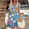 Women's Summer Floral High Waist Bohemian Dress Casual Hawaiian Flowing V Neck Holiday Dress