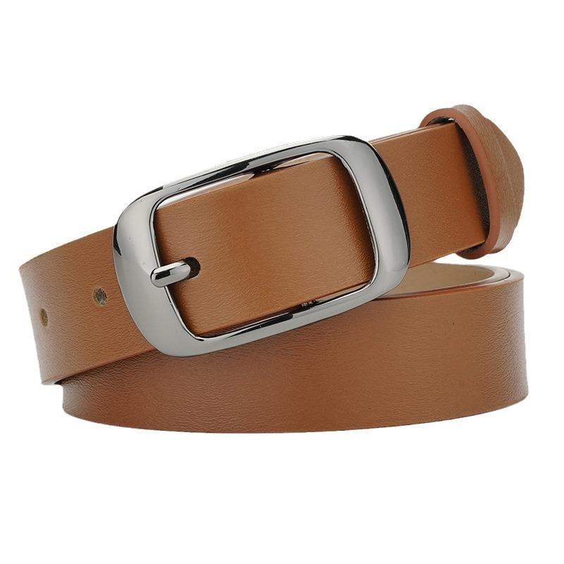Women'S Belt Leather Pin Buckle Belt Without Interlayer Japanese Buckle Belt Pure Cowhide Belt Women