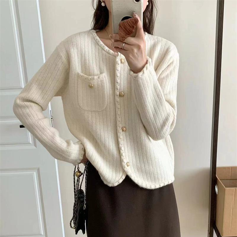 

Вязаный кардиган женский осенне-зимний новый дизайн мягкий восковой свитер с длинным рукавом куртка женский тренд average size