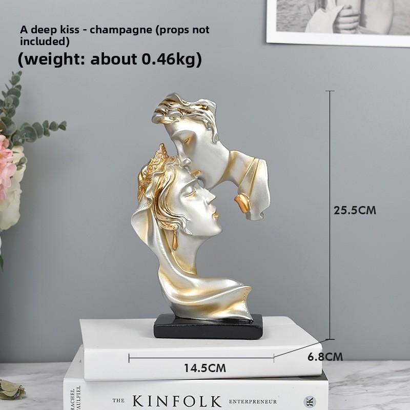 Creative Kiss of Deep Affection Couple Statue - Resin Artwork - Decorative Piece for Home - Living Room Decoration - Gift Arrangement