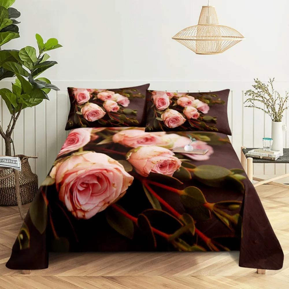 Custom Flower Red Rose Comfortable Duvet Quilt Cover Pillowcase Bedding Set Children Bedroom Decoration Home Textile