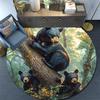 Black Bear Round Area Rug,Carpet Rug for Living Room Bedroom Sofa Playroom Decor,Non-slip Floor Mat