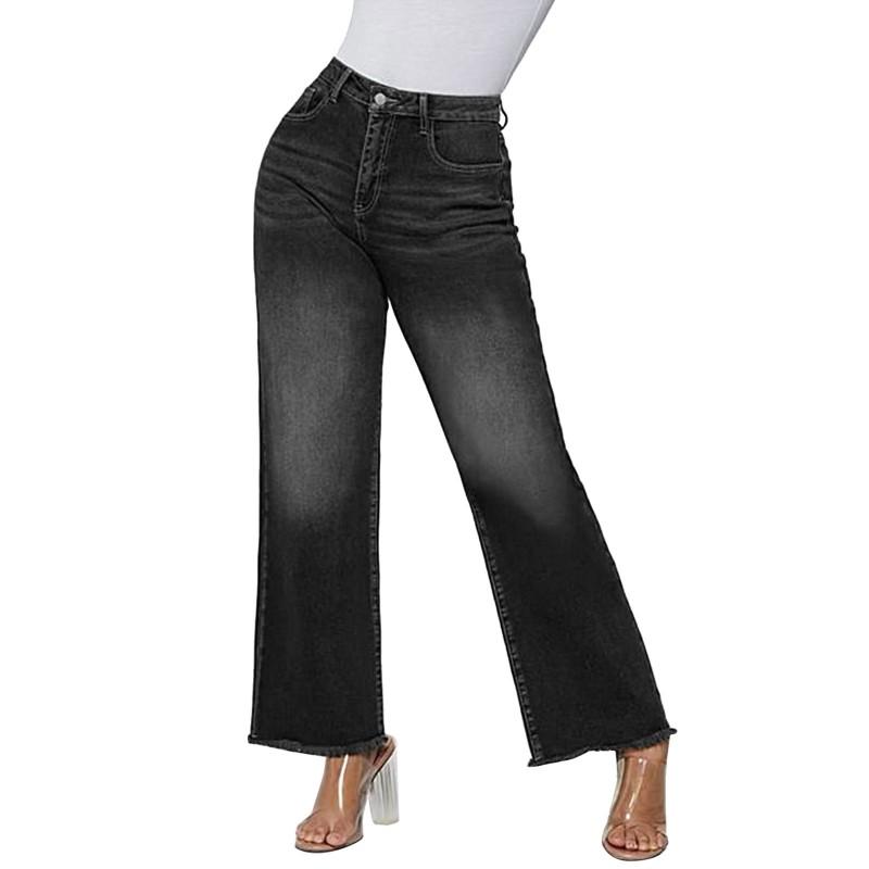 Vintage Wide Leg Jeans Women Relaxed Slim Fit Cropped Denim Pants With Faded Wash