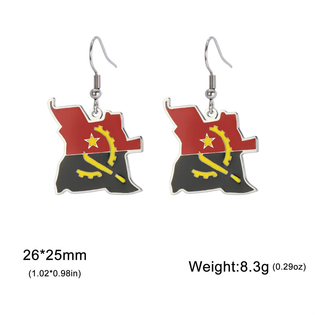 

Drip Oil Angola Map Earrings For Women Stainless Steel Fashion Charm Angolan Flag Pendant Earring Jewelry Party Gifts