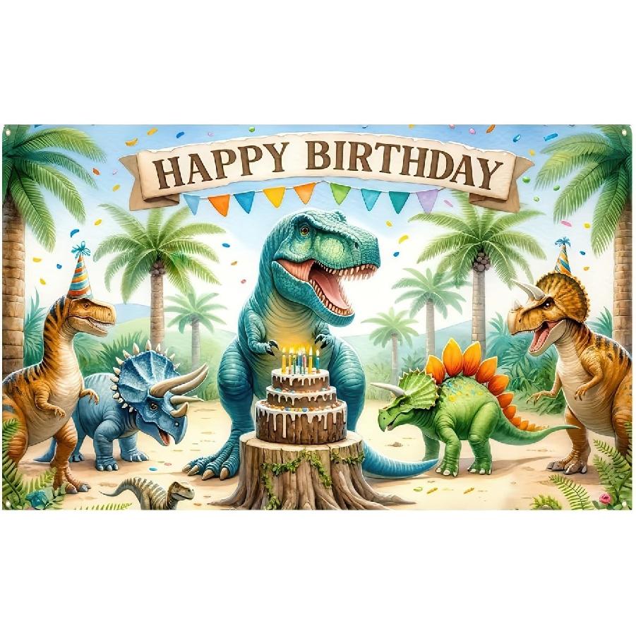 Dinosaur Birthday Banner Backdrop for Kids Decorations Prehistoric Party Supplies Happy Birthday Backdrop Dino Banner Dinosaur Decorations for