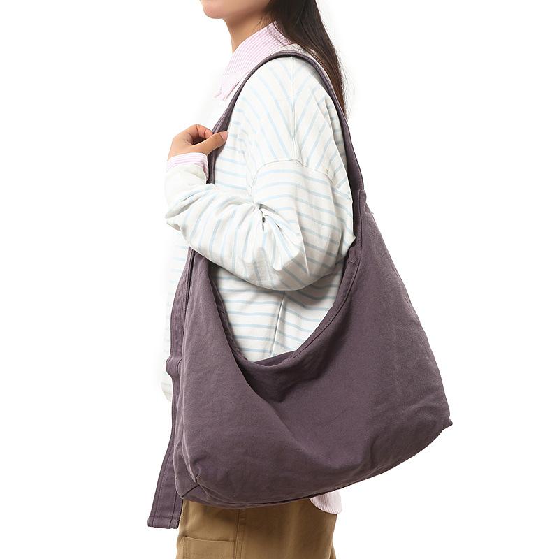 Crossbody Bag Women's Retro Large-capacity Trendy Simple Tote Bag Casual Lazy Wind Shoulder Canvas Bag