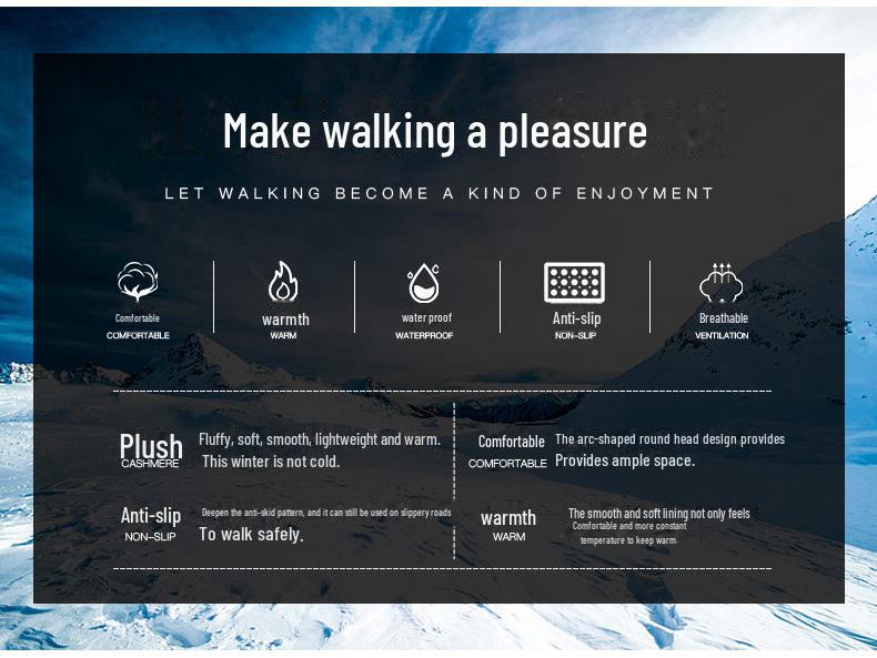 Men's Winter Leather Waterproof Non-Slip Fur Lined Snow Boots