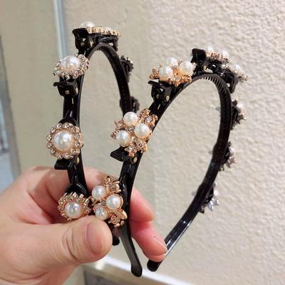 Împletitor de Păr cu Strass-uri pentru Fete Leneșe Cercuri de Păr Zirconiu Perlat Instrumente Împletite Bandă de Păr Accesorii de Păr Floare Dinte de Păr Bandă de Păr