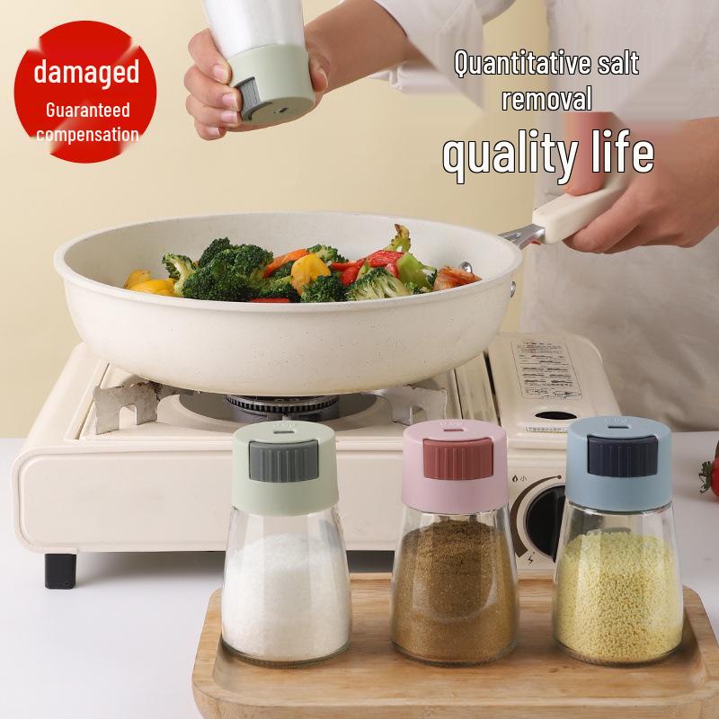 2-Piece Kitchen Seasoning Jar Set: Press-Type Salt Control Bottles