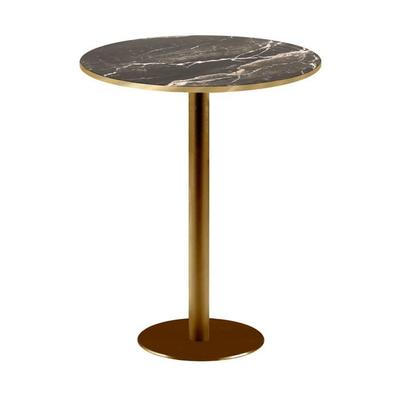 High Table - Rome - Black Veined Marble Top Ø60 Cm - H110 Cm - Powder-coated Cast Iron Base