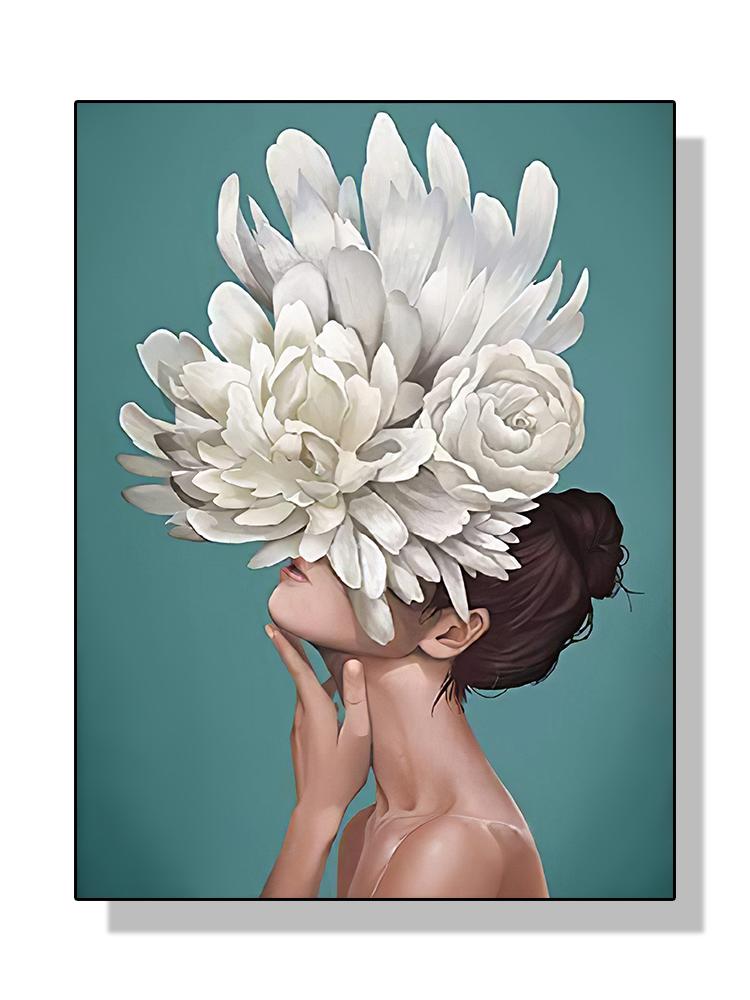 Modern Sexy Woman Flower Head Poster Canvas Painting Abstract Fashion Lady Wall Art for Living Room Decoration Home Cuadros