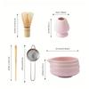 5 Pcs Pink Ceramic Matcha Bowl And Whisk Set Includes Matcha Bowl Matcha Whisk and Holder Bamboo Scoop Sifter Tea Ceremony Kit