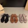 Fashionable Roman Style Flat Bottom Sandals Open Toe Strap Design Large Size Women's Casual Shoes Korean Version Summer New