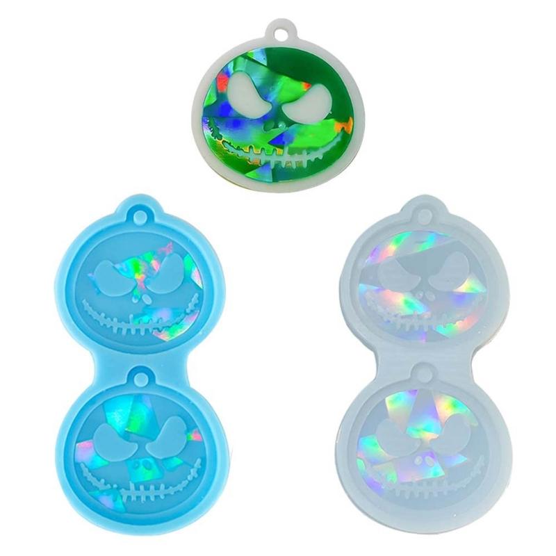 Light Shadow Keychain Pendant Silicone Mold Pumpkin Head Holographic Earrings Mold DIY Ornaments Mould for Birthday Gift