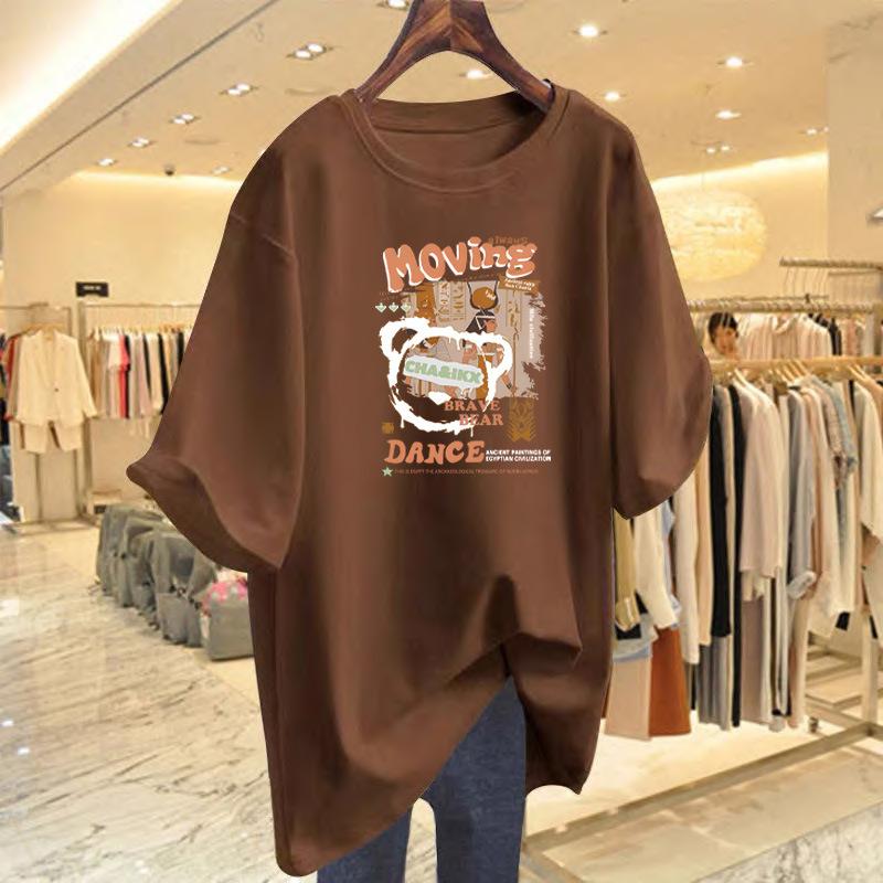 

Large size casual letter printing pure cotton t-shirt women s summer new loose top pure cotton bottoming shirt short sleeve XXXL