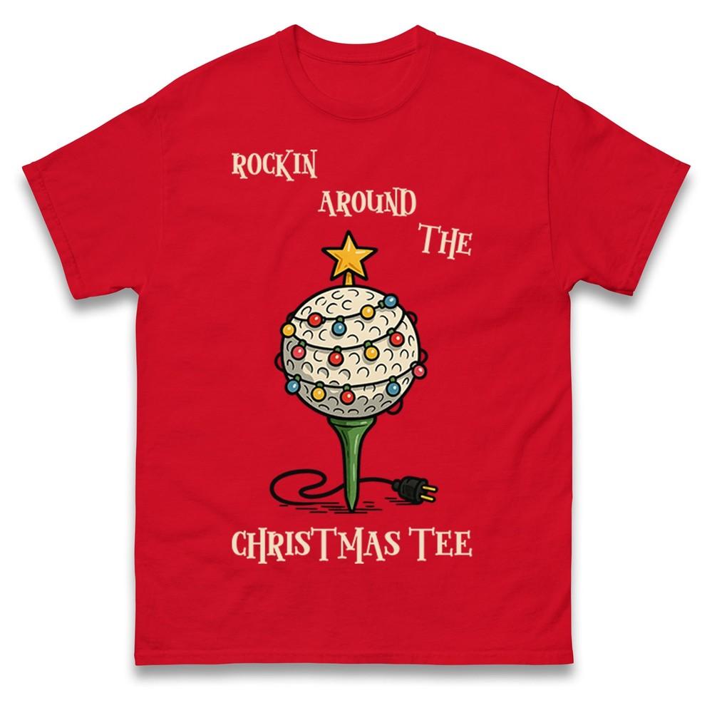 Funny Golf Christmas T Shirt Rockin Around The Christmas Tee Top Xmas Gift S