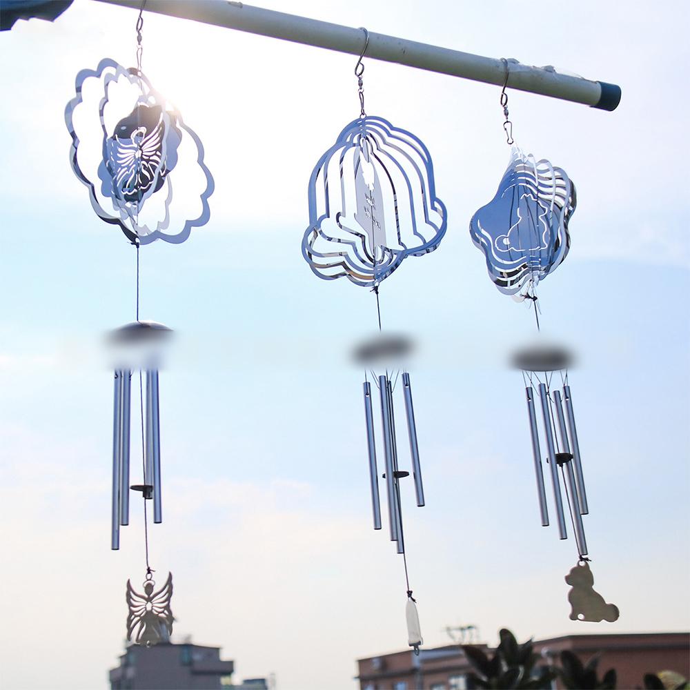 3D Rotating Wind Chimes Creative Metal Mirror Wind Spinner Pendant Garden Decoration Wind Spinner Home Decor Accessories