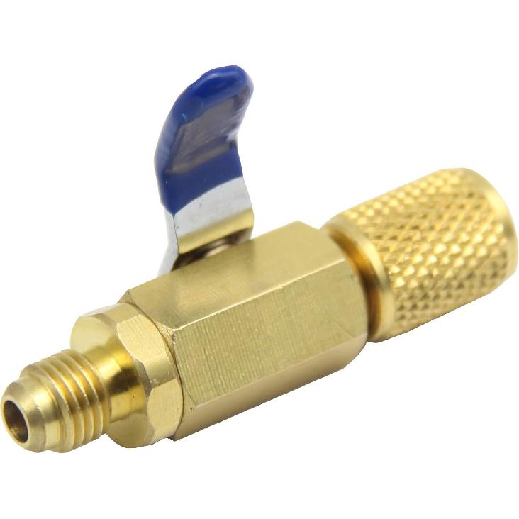 Brass Straight Shut-Off Valve Air Conditioner Ball Valve Adapter 1/4In SAE, for Refrigerant R22 R12 R410a Charging Hoses HVAC Tools And Equipment