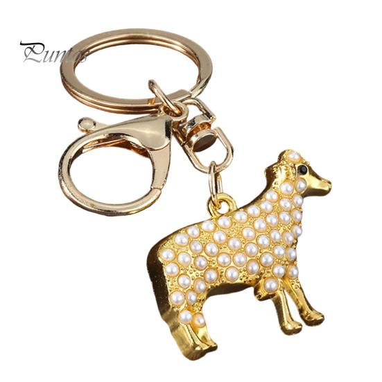 Metal Key Holder Faux Pearl Sheep Keychain, Zinc Alloy Lamb Car Ring Animal Keyring Pendant Holder, Handbags Backpacks Charm Decorative Accessory for
