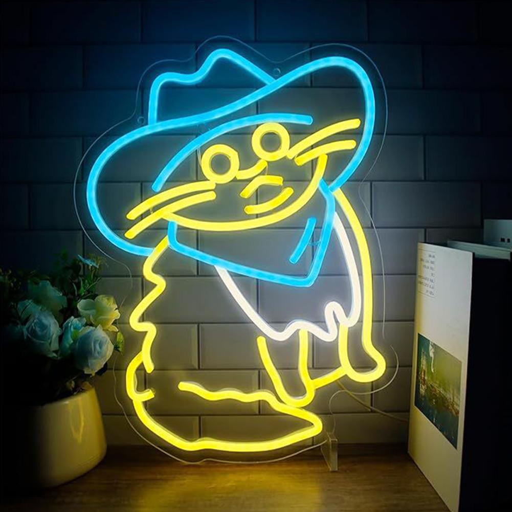 Cowboy Neon Sign USB Powered Neon Light Dimmable LED Sign for Wall Decor Neon Lights Sign for Bedroom Living Room Birthday Party