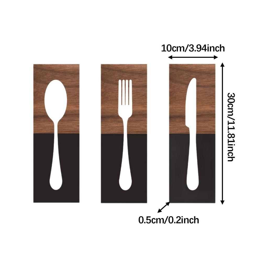 Kitchen Utensils Tableware Plaque Rustic Wooden Wall Hanging Cutlery Sign for Cafe Decoration Dining Room Housewarming Gift