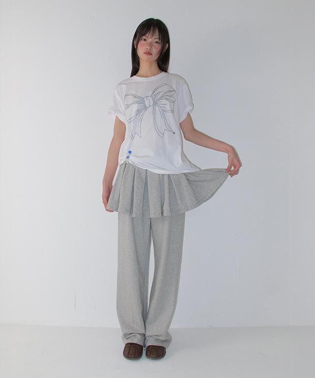 RONRON Peplum Ruffle Pantskirt Melange Gray