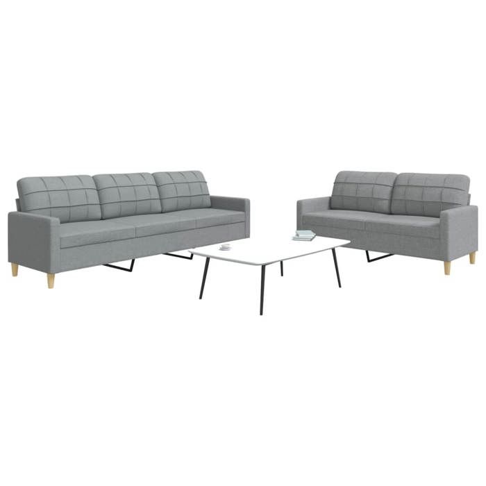 VidaXL Ensemble de canapés 2 pcs gris clair tissu, canapé, siège de canapé, canapé relax, canapé confort, fauteuil de 3278319